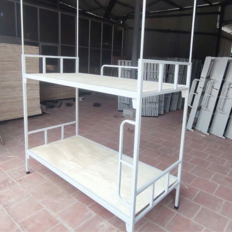 Giường Tầng Sắt Dát Gỗ Rộng 85CM – H04