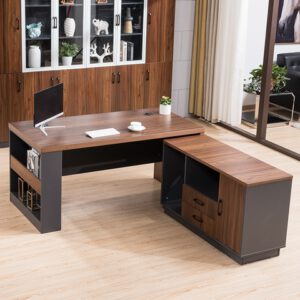 Bàn lãnh đạo kèm tủ phụ hiện đại H126