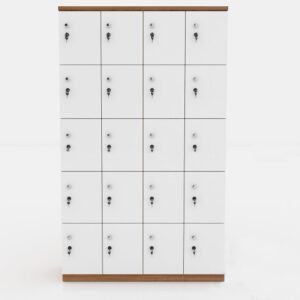 Tủ locker 20 ngăn bằng gỗ màu trắng H78