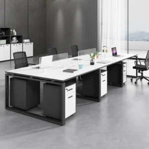 Cụm bàn làm việc chân sắt đẹp 6 chỗ H296